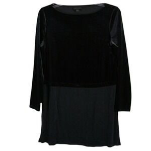 J. Jill Velvet Black Tunic Dress Shirt Small Fairycore Grunge Goth Darkwear